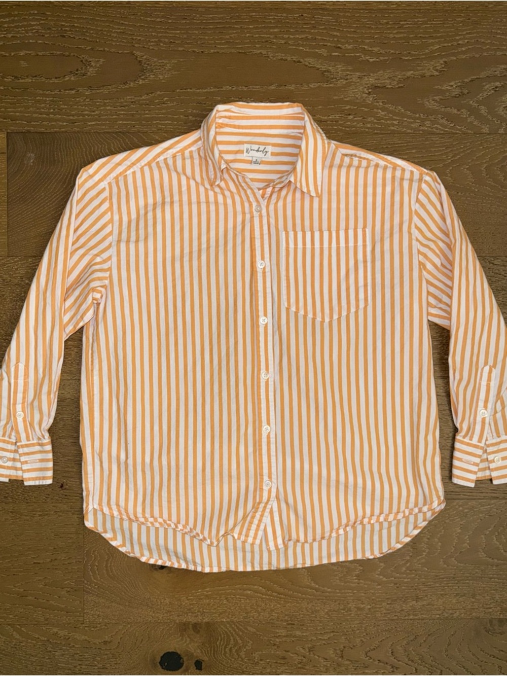 Wonderly Orange‎ & White Striped Lightweight Button-Down Shirt